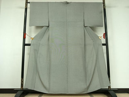 平和屋着物▽江戸小紋　単衣　万筋　白色×暗黒色　正絹　逸品　AABJ1737jh
