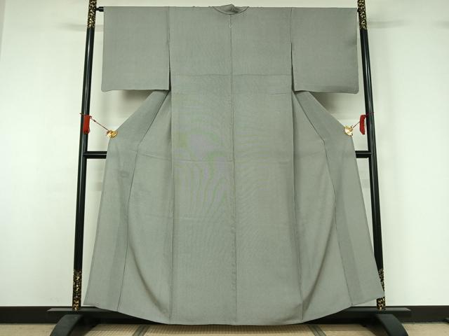 平和屋着物▽江戸小紋　単衣　万筋　白色×暗黒色　正絹　逸品　AABJ1737jh