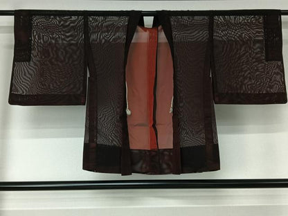 平和屋着物▽羽織　スリーシーズン　春夏秋　塵除け　黒地　正絹　逸品　AABJ1741jh