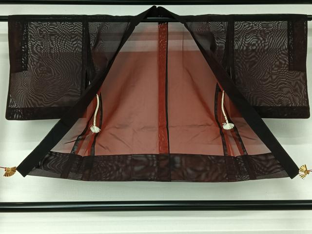 平和屋着物▽羽織　スリーシーズン　春夏秋　塵除け　黒地　正絹　逸品　AABJ1741jh