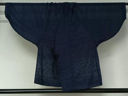 平和屋着物▽道中着　スリーシーズン　春夏秋　塵除け　幾何学文様　濃藍色　AABJ1742jh