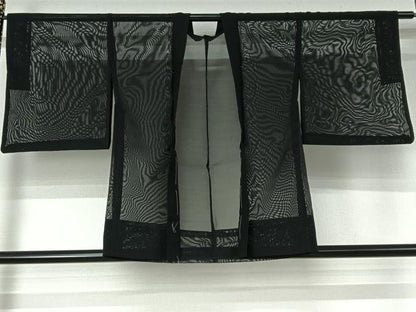 平和屋着物▽羽織　スリーシーズン　春夏秋　塵除け　黒地　正絹　逸品　AABJ1743jh
