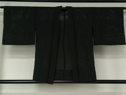平和屋着物▽羽織　スリーシーズン　春夏秋　塵除け　黒地　正絹　逸品　AABJ1748jh