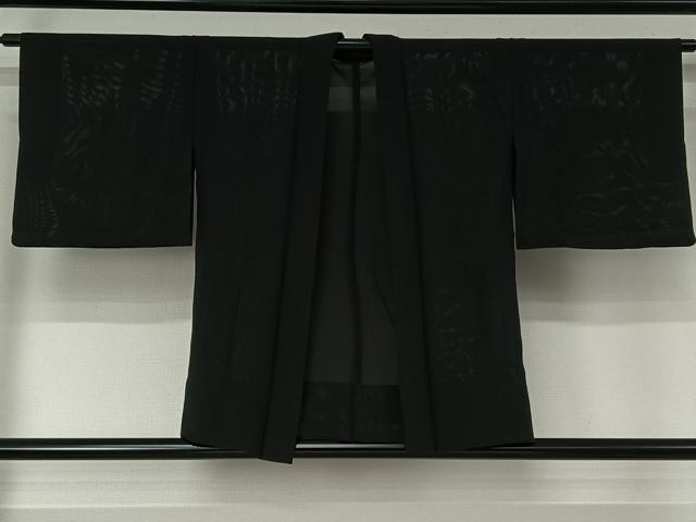 平和屋着物▽羽織　スリーシーズン　春夏秋　塵除け　黒地　正絹　逸品　AABJ1748jh