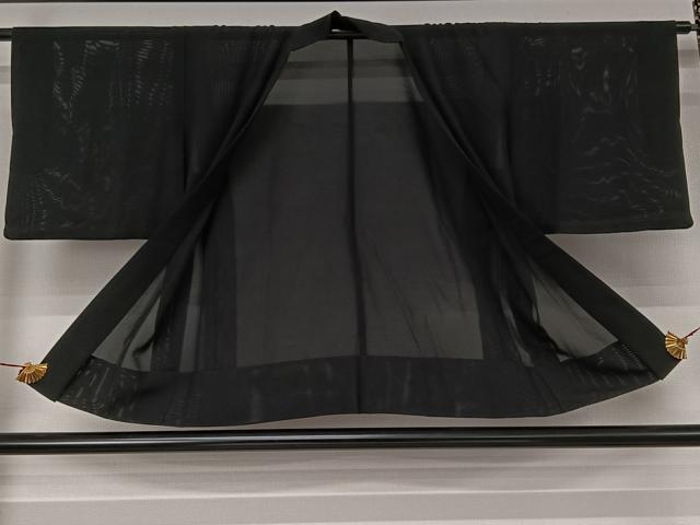 平和屋着物▽羽織　スリーシーズン　春夏秋　塵除け　黒地　正絹　逸品　AABJ1748jh