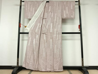 平和屋着物▽上質な小紋　単衣　杢目絞り　正絹　逸品　AABJ1750jh