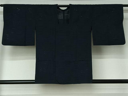 平和屋着物▽道行コート　スリーシーズン　春夏秋　塵除け　横段文　正絹　逸品　AABJ1753jh