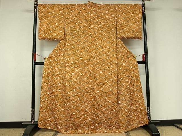 平和屋着物▽上質な小紋　単衣　吉祥文　正絹　逸品　AABJ1755jh