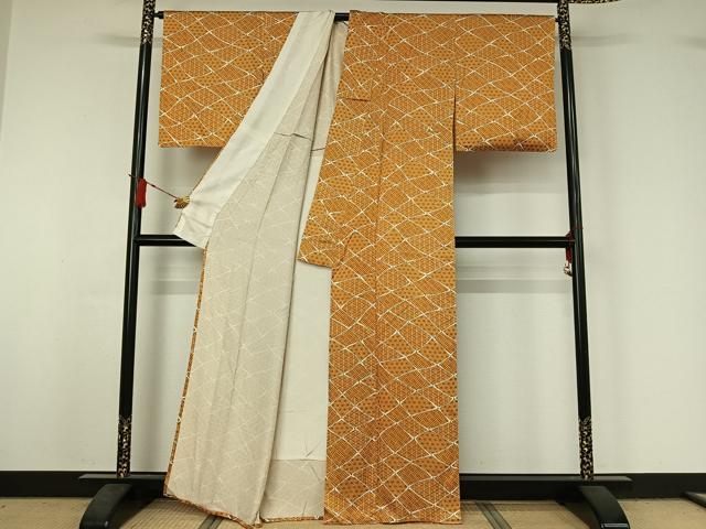 平和屋着物▽上質な小紋　単衣　吉祥文　正絹　逸品　AABJ1755jh