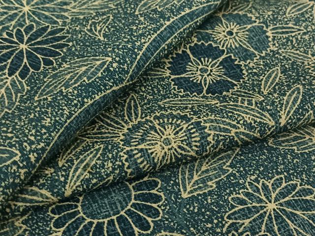 平和屋着物▽上質な小紋　単衣　芝花文　正絹　逸品　AABJ1757jh