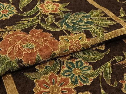 平和屋着物▽小紋　単衣　草花文　洗える着物　AABJ1758jh
