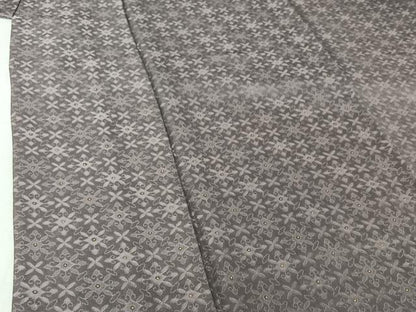 平和屋着物▽お召　単衣　幾何学文様　正絹　逸品　AABJ1760jh