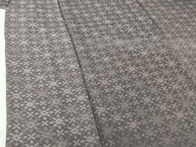 平和屋着物▽お召　単衣　幾何学文様　正絹　逸品　AABJ1760jh
