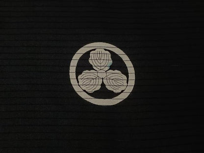 平和屋着物▽男性　黒紋付　羽織　暗黒色　正絹　逸品　AABJ1761jh