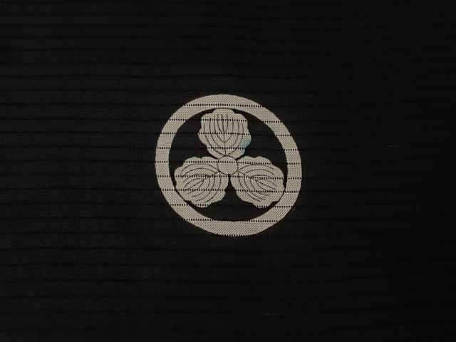 平和屋着物▽男性　黒紋付　羽織　暗黒色　正絹　逸品　AABJ1761jh