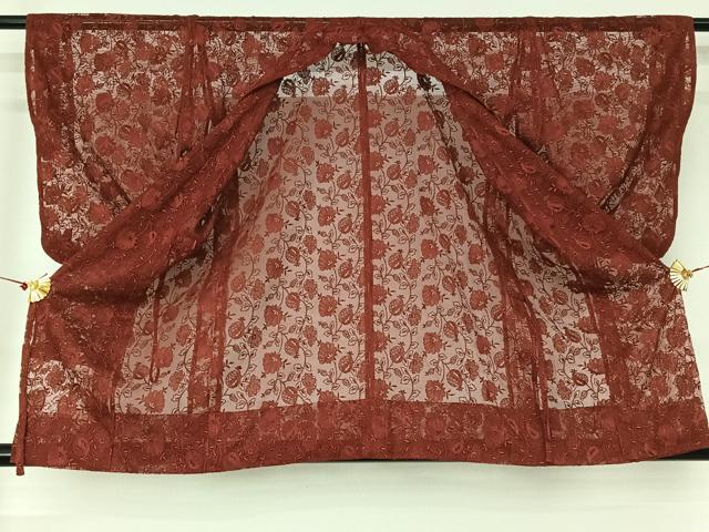 平和屋着物▽道中着　スリーシーズン　春夏秋　塵除け　更紗花文　正絹　逸品　AABJ1766jh