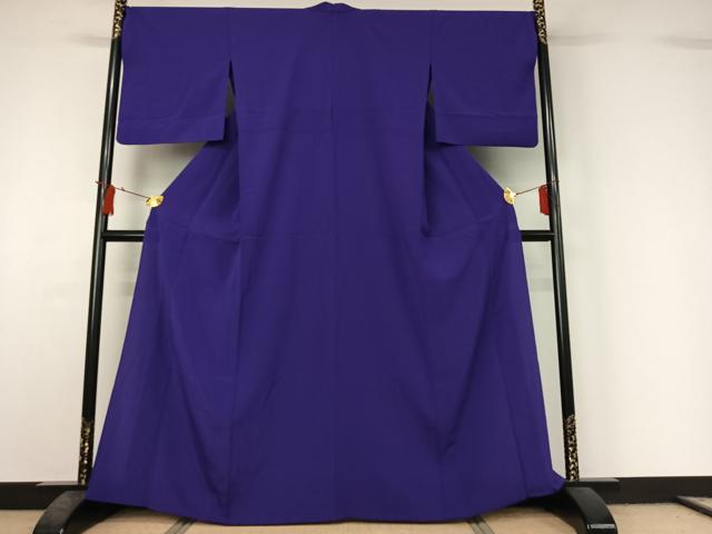 平和屋着物▽色無地　単衣　菖蒲色　鬼しぼ縮緬　洗える着物　AABJ1767jh
