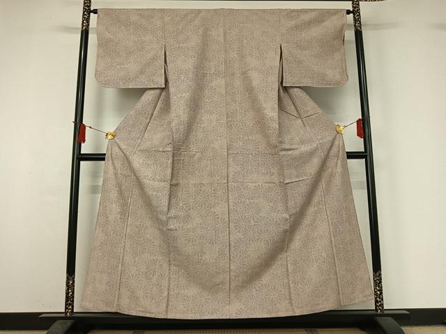 平和屋着物▽上質な紬　単衣　花尽くし文　正絹　逸品　AABJ1769jh
