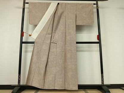 平和屋着物▽上質な紬　単衣　花尽くし文　正絹　逸品　AABJ1769jh