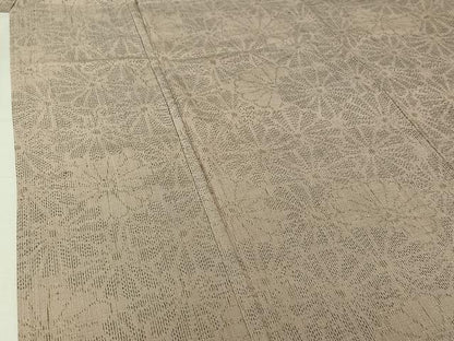 平和屋着物▽上質な紬　単衣　花尽くし文　正絹　逸品　AABJ1769jh