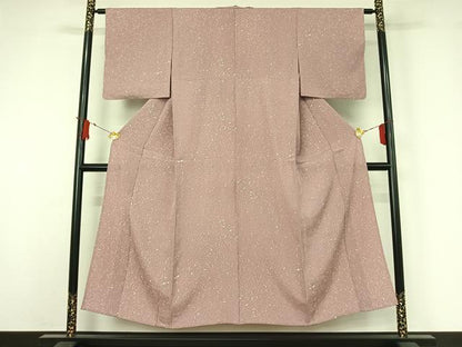 平和屋着物▽上質な小紋　単衣　草花文　正絹　逸品　AABJ1772jh