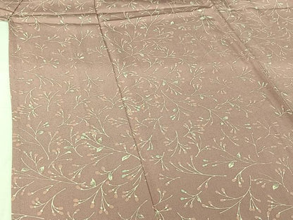 平和屋着物▽上質な小紋　単衣　草花文　正絹　逸品　AABJ1772jh