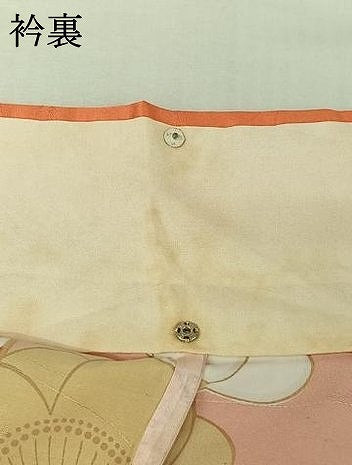 平和屋着物▽振袖　単衣　駒刺繍　御所車花文　金彩　洗える着物　AABJ1776jh