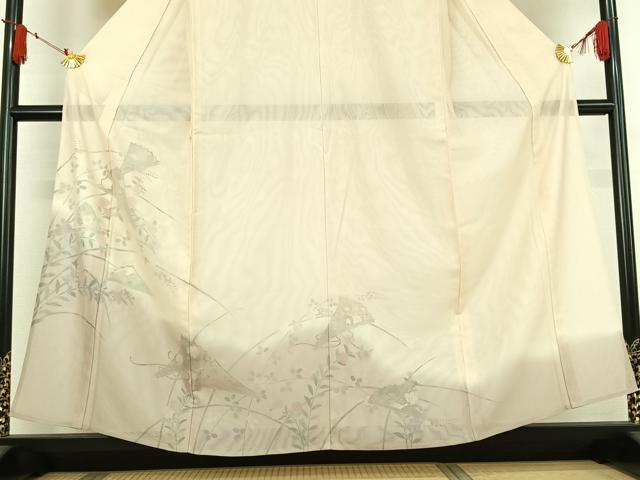 平和屋着物▽訪問着　無双　紗袷　紗×紗　扇面花文　暈し染め　金彩　正絹　逸品　AABJ1777jh