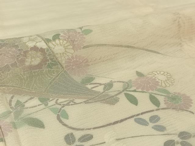 平和屋着物▽訪問着　無双　紗袷　紗×紗　扇面花文　暈し染め　金彩　正絹　逸品　AABJ1777jh