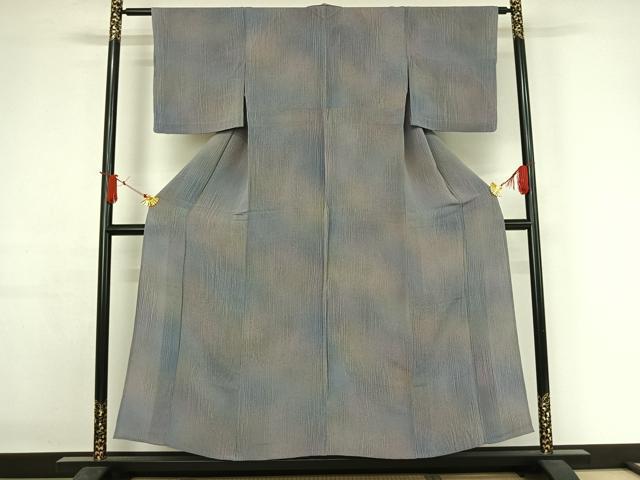 平和屋着物▽上質な小紋　単衣　霞文　暈し染め　鬼しぼ縮緬　正絹　逸品　AABJ1783jh