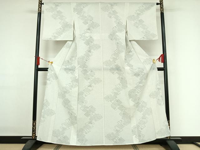 平和屋着物▽洗える最高級着物　＜英＞はなぶさ謹製　小紋　単衣　幾何学文様　洗える着物　AABJ1784jh