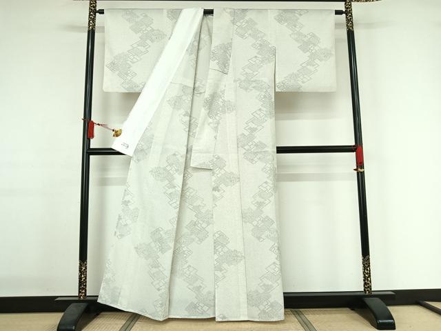 平和屋着物▽洗える最高級着物　＜英＞はなぶさ謹製　小紋　単衣　幾何学文様　洗える着物　AABJ1784jh