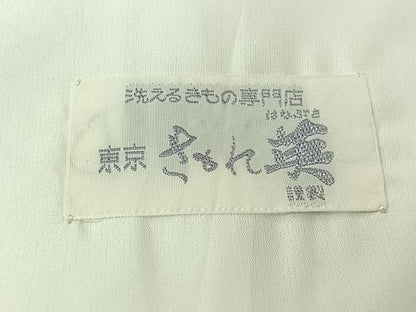 平和屋着物▽洗える最高級着物　＜英＞はなぶさ謹製　小紋　単衣　幾何学文様　洗える着物　AABJ1784jh
