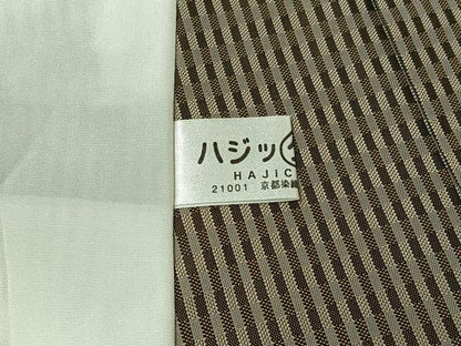 平和屋着物▽お召　単衣　市松綾織　格子　正絹　逸品　AABJ1788jh