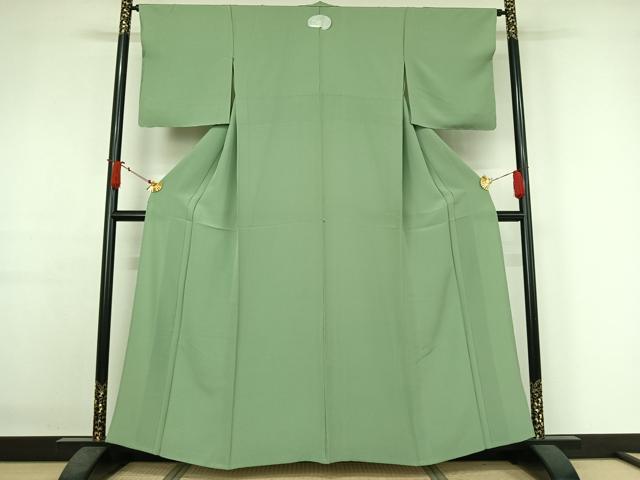平和屋着物▽上質な色無地　単衣　山葵色　正絹　逸品　未使用　AABJ1790jh