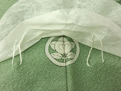 平和屋着物▽上質な色無地　単衣　山葵色　正絹　逸品　未使用　AABJ1790jh