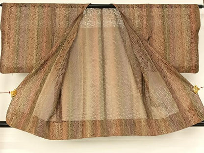平和屋着物▽道行コート　スリーシーズン　春夏秋　塵除け　霞文　正絹　逸品　AABJ1791jh