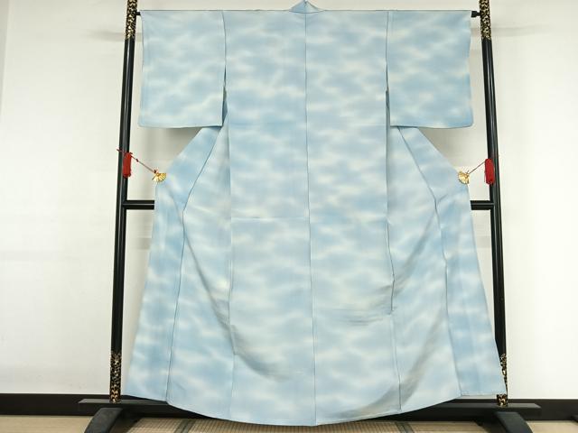平和屋着物▽上質な紬　単衣　霞文　暈し染め　正絹　逸品　AABJ1793jh