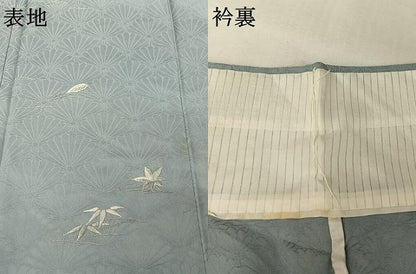 平和屋着物▽銀座きしや　色留袖　単衣　総刺繍　吹き寄せ文　水色　たとう紙付き　正絹　逸品　AABJ1796jh