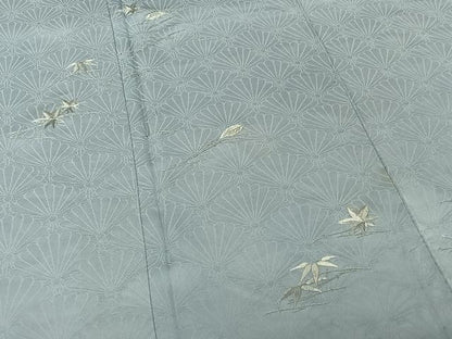 平和屋着物▽銀座きしや　色留袖　単衣　総刺繍　吹き寄せ文　水色　たとう紙付き　正絹　逸品　AABJ1796jh
