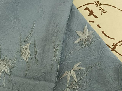 平和屋着物▽銀座きしや　色留袖　単衣　総刺繍　吹き寄せ文　水色　たとう紙付き　正絹　逸品　AABJ1796jh