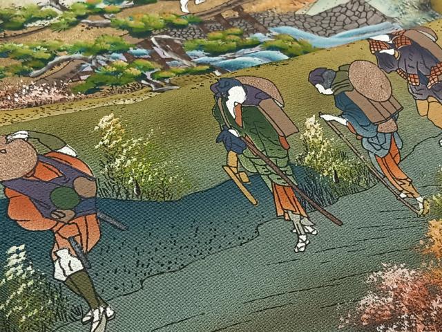 平和屋着物▽豪華黒留袖　単衣　作家物　手描き　人物風景文　暈し染め　金彩　正絹　逸品　AABJ1797jh