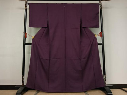 平和屋着物▽上質な色無地　単衣　葡萄色　正絹　逸品　未使用　AABJ1799jh