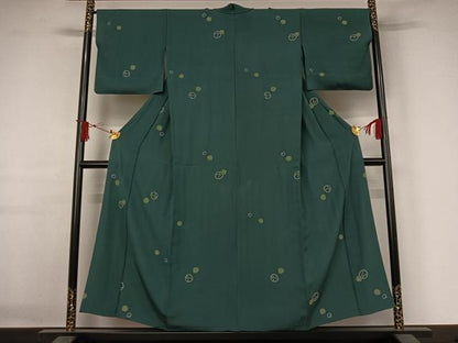 平和屋着物▽上質な小紋　単衣　丸文　正絹　逸品　AABJ1800jh