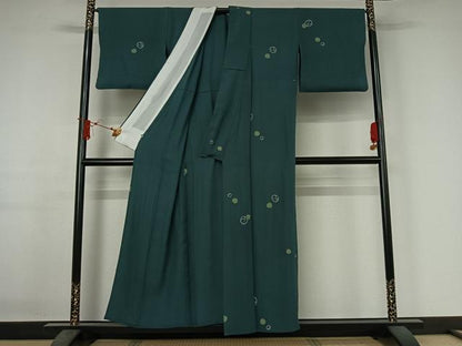 平和屋着物▽上質な小紋　単衣　丸文　正絹　逸品　AABJ1800jh