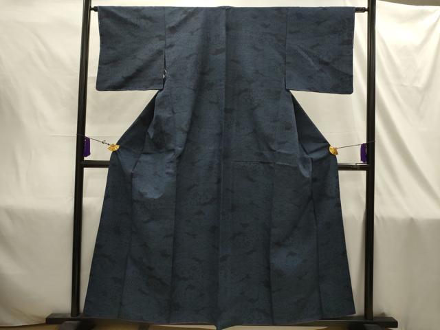 平和屋着物■上質な紬　雲取り花文　正絹　逸品　AABJ1812sx