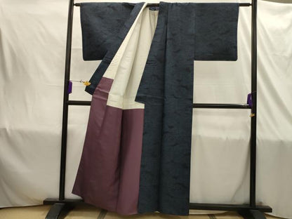 平和屋着物■上質な紬　雲取り花文　正絹　逸品　AABJ1812sx