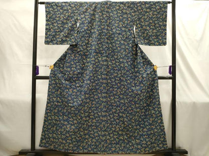 平和屋着物■上質な小紋　紬地　吹き寄せ文　正絹　逸品　AABJ1813sx