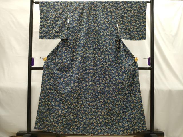 平和屋着物■上質な小紋　紬地　吹き寄せ文　正絹　逸品　AABJ1813sx
