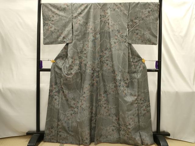 平和屋着物■上質な紬　草花文　正絹　逸品　AABJ1814sx